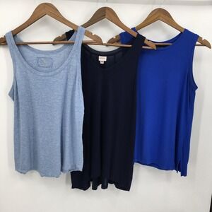 Coastal Blue Tank Top Bundle Womens M Loft Merona Adrienne Vittadini Lot of 3